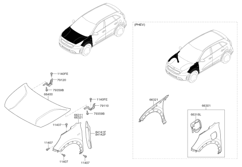 2019 Kia Niro Insulator-Fender RH Diagram for 84142G5000