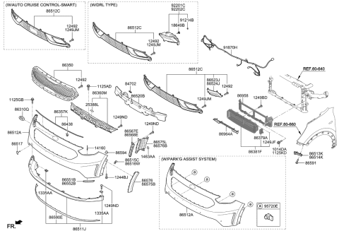 2018 Kia Niro Bracket-Front Bumper Side Diagram for 86554G5000