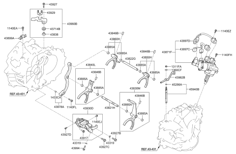 2018 Kia Niro Fork Assembly-Shift(2&4) Diagram for 438402B000