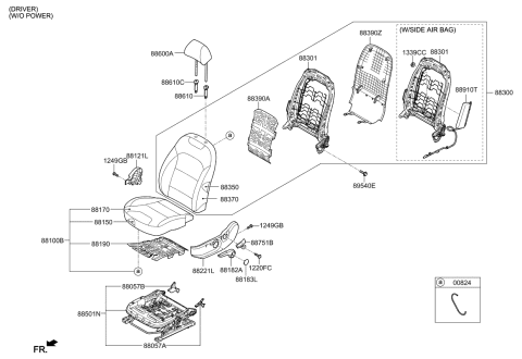 2019 Kia Niro Cap-Height Knob,LH Diagram for 88196G5000CGS