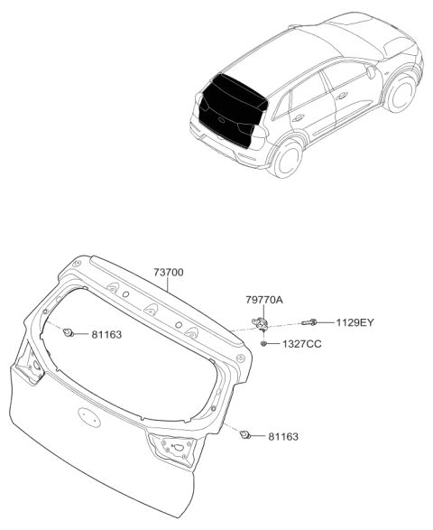 2019 Kia Niro Hinge Assembly-Tail Gate Diagram for 797702L200