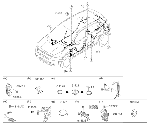 2018 Kia Niro WIRING ASSY-FLOOR Diagram for 91511G5672