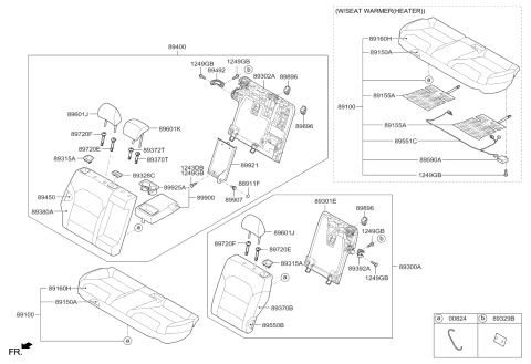 2018 Kia Niro Rear Seat Cushion Covering Assembly Diagram for 89160G5000AY1
