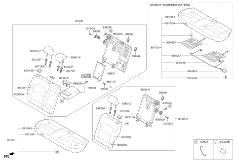 2018 Kia Niro Rear Seat Armsest Cup Holder Assembly Diagram for 89991G5010WK