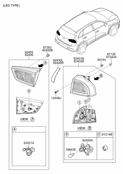 2017 Kia Niro Rear Combination Lamp - Diagram 2