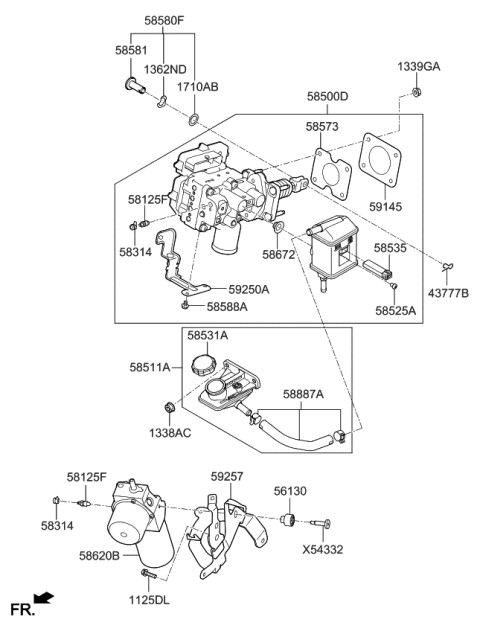 2018 Kia Niro Brake Master Cylinder & Booster Diagram