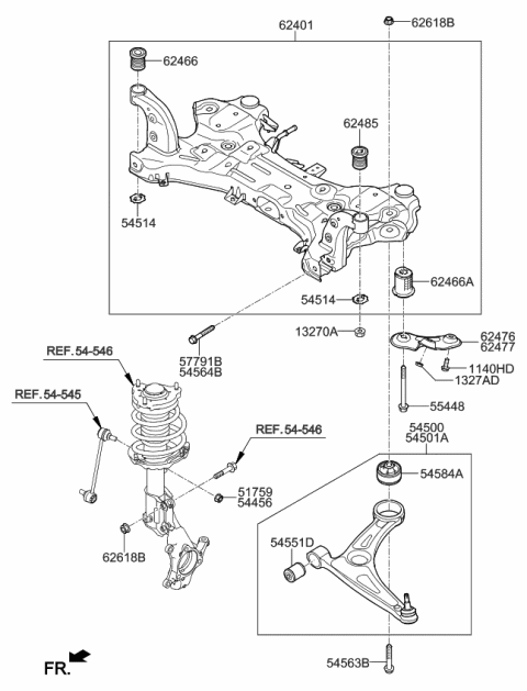 2019 Kia Niro Front Suspension Crossmember Diagram