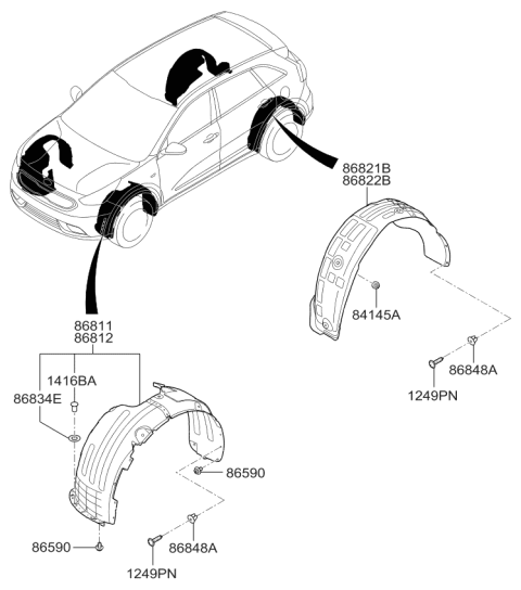 2019 Kia Niro Guard Assembly-Rear Wheel Diagram for 86822G5001