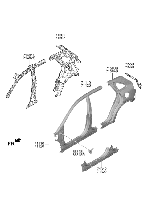 2018 Kia Niro Panel-Side SILL Outer Diagram for 71312G5D00