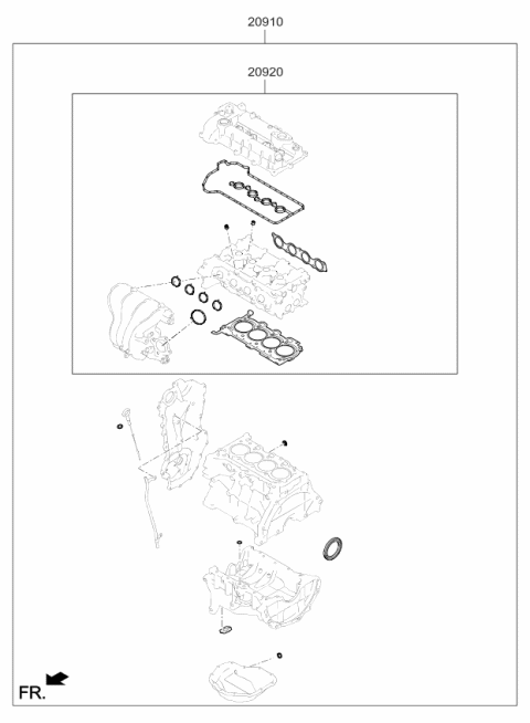 2019 Kia Niro Gasket Kit-Engine OVEAUL Diagram for 2091003U04