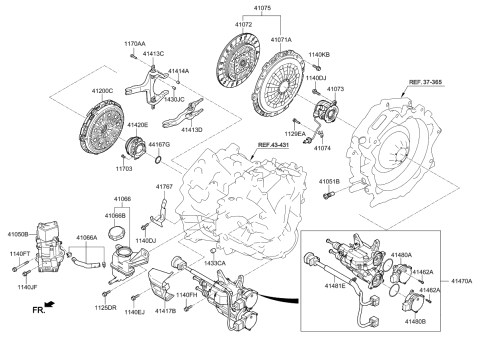 2017 Kia Niro Actuator-Engine Clutch Diagram for 410502B002