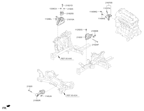 2018 Kia Niro Engine Mounting Bracket Assembly Diagram for 21810G2000