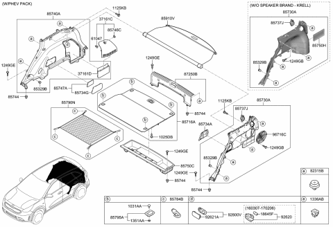 2018 Kia Niro Trim Assembly-Luggage Side Diagram for 85740G5600WK