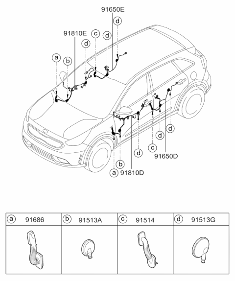 2017 Kia Niro Wiring Assembly-Front Door(Pa Diagram for 91615G5161