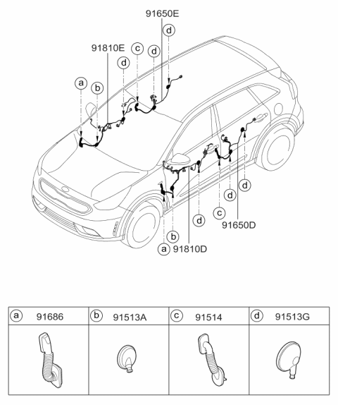 2017 Kia Niro Wiring Assembly-Front Door(Door Diagram for 91605G5230