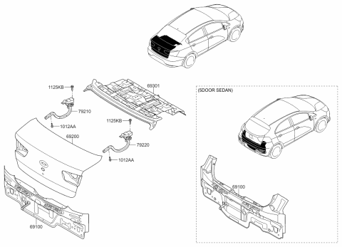 2016 Kia Rio Back Panel & Trunk Lid Diagram