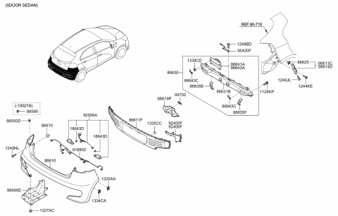 2016 Kia Rio Rail Assembly-Rear BUMPE Diagram for 866301W520