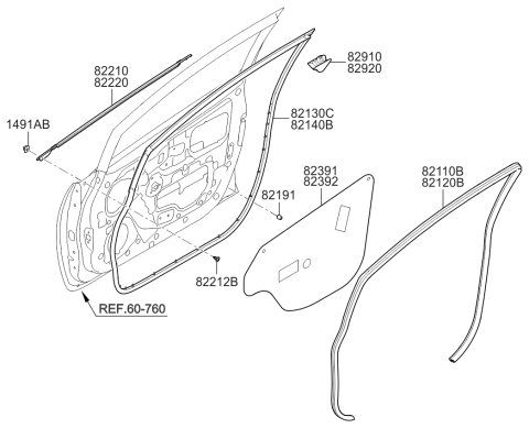 2016 Kia Rio Moulding-Front Door Diagram