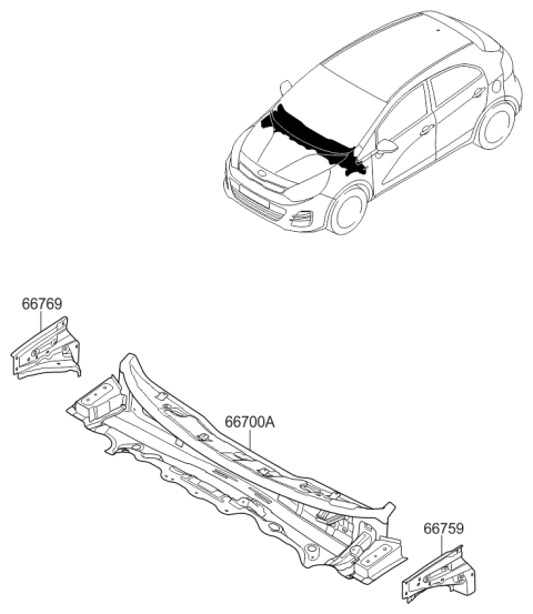 2017 Kia Rio Cowl Panel Diagram