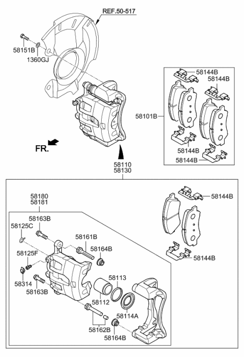 2017 Kia Rio Brake-Front Wheel Diagram