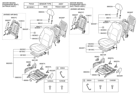 2017 Kia Rio Cushion Assembly-Front Seat Diagram for 882011W630BGX