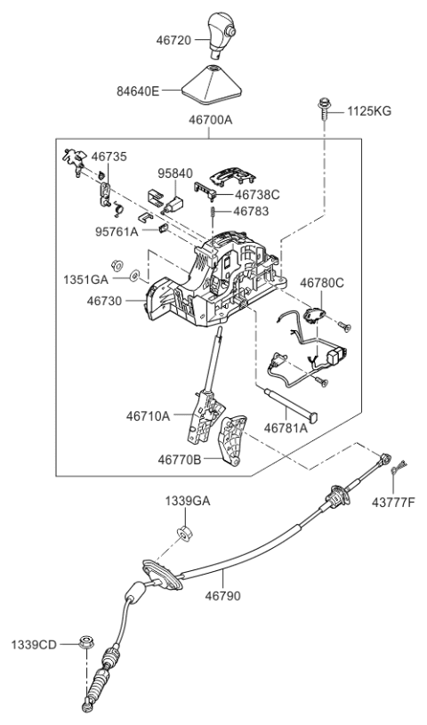 2016 Kia Rio Shift Lever Control Diagram 1