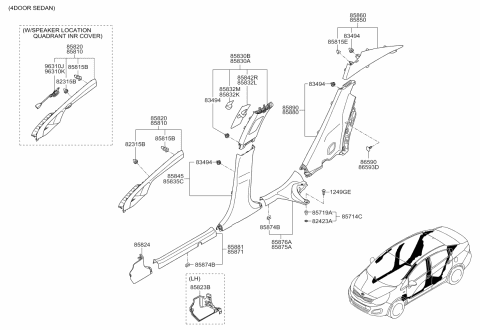 2017 Kia Rio Interior Side Trim Diagram 2