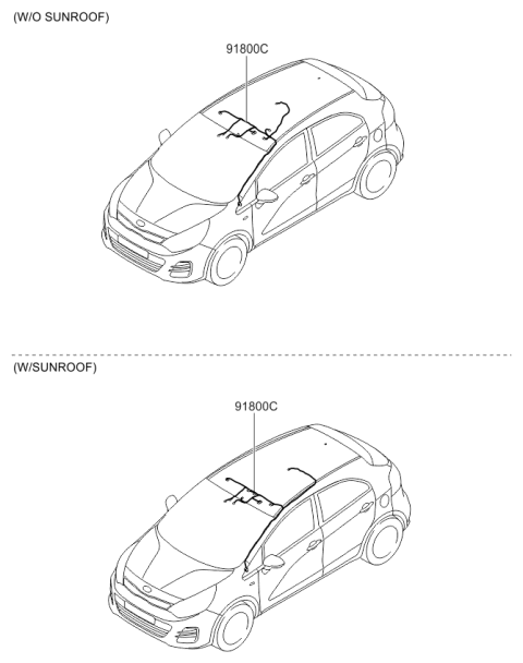 2016 Kia Rio Wiring Assembly-Roof Diagram for 918011W035