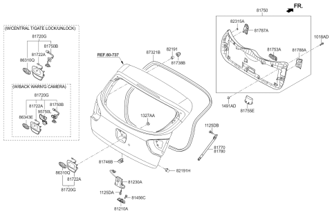 2016 Kia Rio Camera Assembly-Back View Diagram for 957601W350