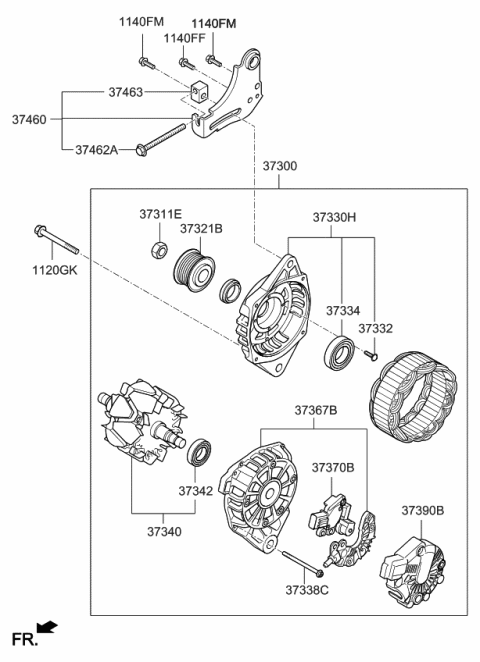 2017 Kia Rio Generator Assembly Diagram for 373002B610