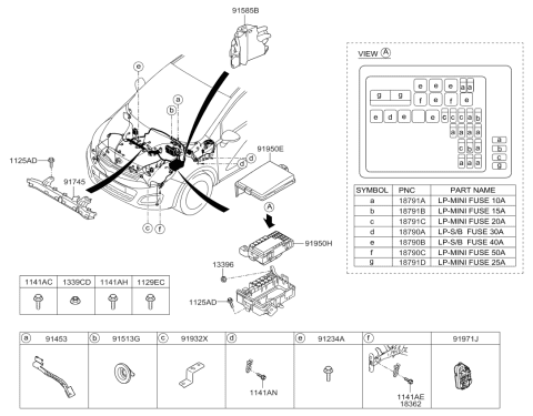 2016 Kia Rio Upper Cover-Engine Room Box Diagram for 919521W430