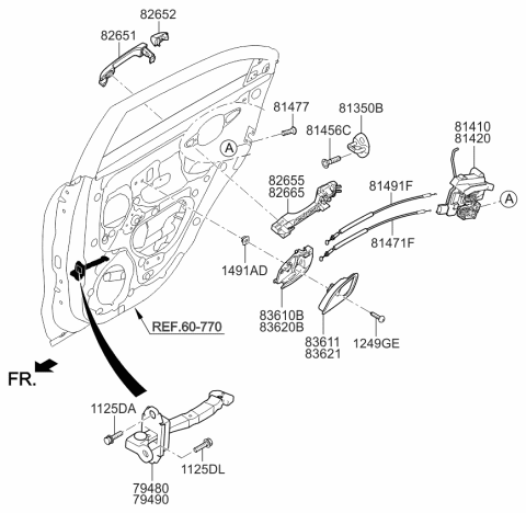 2017 Kia Rio Cable Assembly-Rear Door Inside Diagram for 814711W010