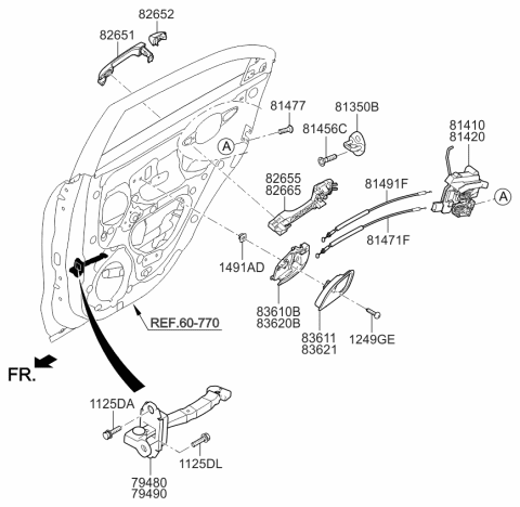 2017 Kia Rio Housing-Rear Door Inside Handle Diagram for 836111W000HU