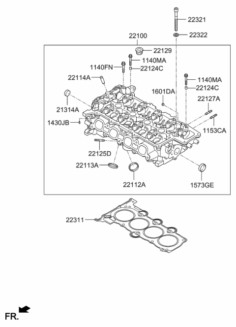 2017 Kia Rio Head Assembly-Cylinder Diagram for 405W42BS00