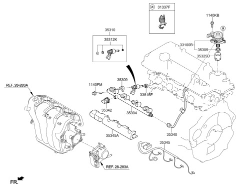 2016 Kia Rio Throttle Body & Injector Diagram