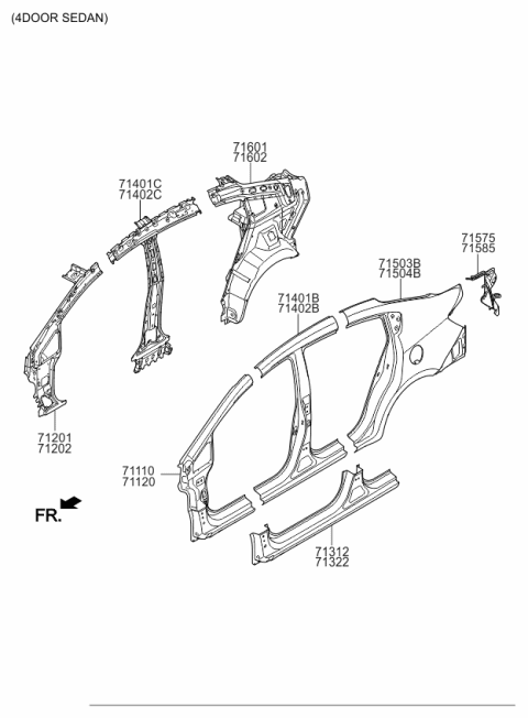 2016 Kia Rio Side Body Panel Diagram 2