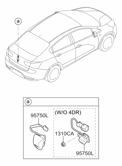 2016 Kia Rio Camera Assembly-Back View Diagram for 957601W510UD