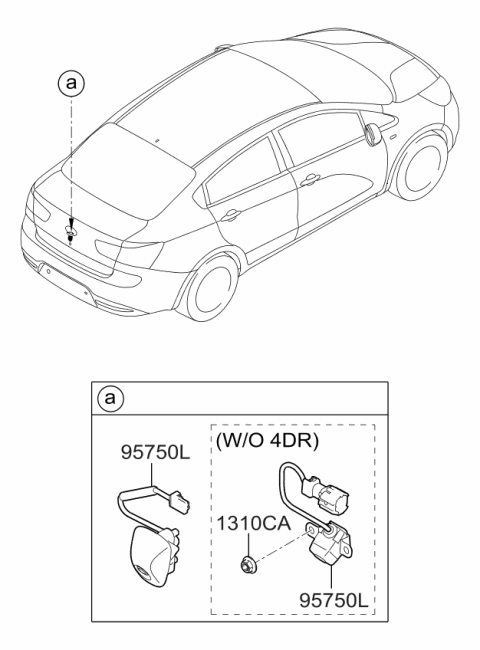 2016 Kia Rio Camera Assembly-Back View Diagram for 957601W510BLA