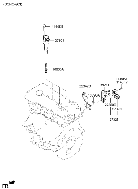 2017 Kia Rio Spark Plug & Cable Diagram