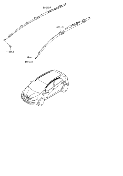 2016 Kia Rio Curtain Air Bag Module, Right Diagram for 850201W000