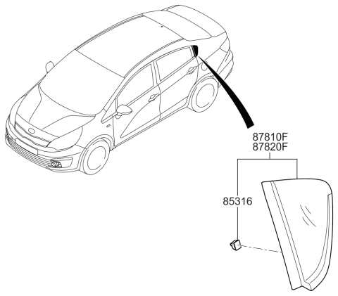 2017 Kia Rio Quarter Window Diagram