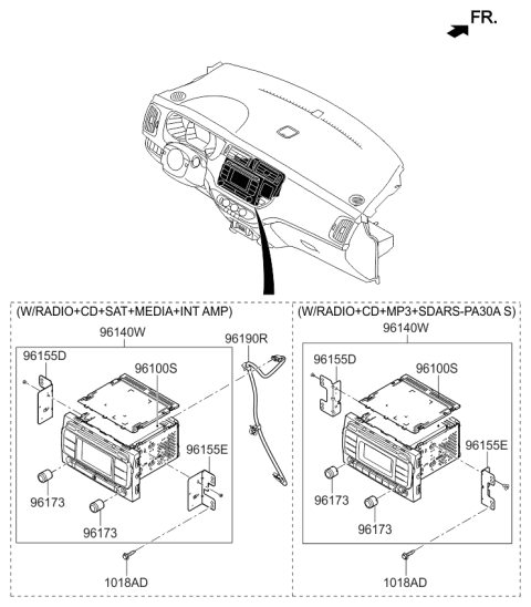 2016 Kia Rio Audio Assembly Diagram for 961601W110CA