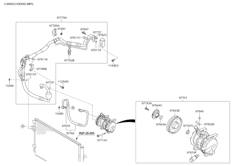 2016 Kia Rio Air Condition System-Cooler Line Diagram 1