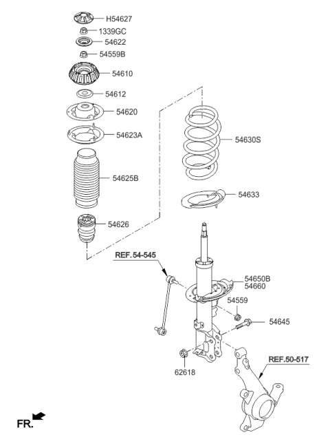 2016 Kia Rio Front Strut Assembly Kit, Left Diagram for 546501W260