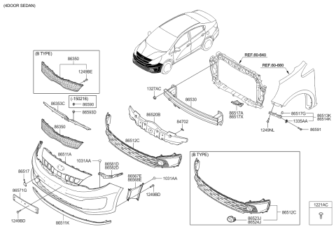 2016 Kia Rio Bumper-Front Diagram 2