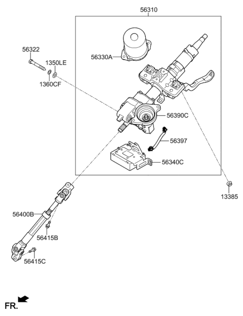 2017 Kia Rio Column Assembly-Upper Diagram for 563101W300