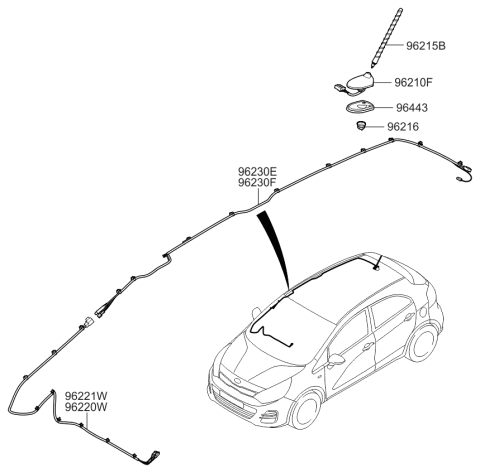 2017 Kia Rio Feeder Cable-Antenna Diagram for 962311W410