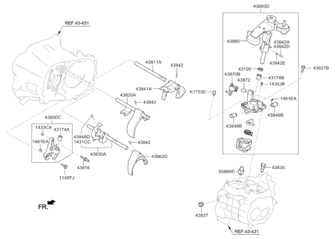 2016 Kia Rio Gear Shift Control-Manual Diagram
