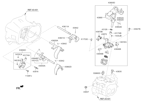 2017 Kia Rio Gear Shift Control-Manual Diagram