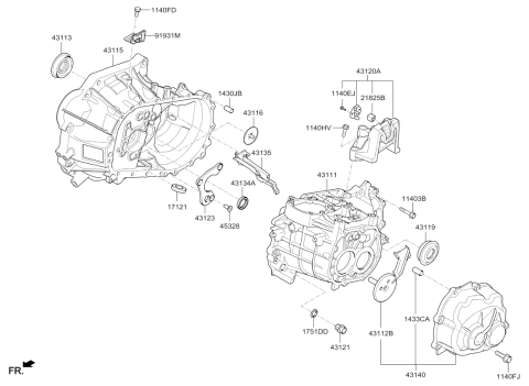 2016 Kia Rio Transaxle Case-Manual Diagram